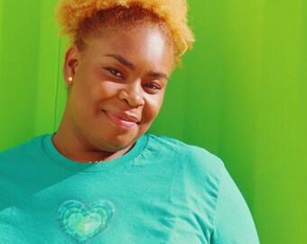 3D Emerald Heart Gem t-shirt- Cute green heart, Green T-shirt, Love Shirt, Monochromatic tshirt, Cute Heart Shirt, Tiny Heart Shirt