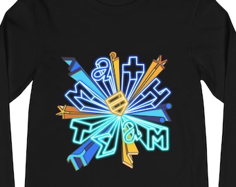 Math = Team Unisex Long Sleeve Tee - Neon Sign Art, Neon Math T-Shirt, Math Teacher Gift, Math Class Shirt, Student Shirt