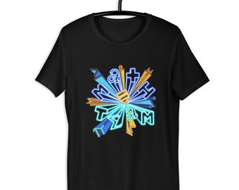 Math = Team Neon Short-sleeved Unisex t-shirt - Neon Sign Art, Neon Math T-shirt, Math Teacher Gift, Math Class Shirt, Student Shirt