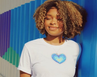 3D Aqua Heart Gem t-shirt, Cute blue heart, Blue heart T-shirt, Love Shirt, Monochromatic tshirt, Cute Heart Shirt, Tiny Heart tshirt