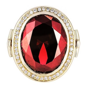 Ruby Red Cubic Zirconia 14k Gold Plated Bishop Cross Ring | Free USPS Priority Shipping 2-4 days | Shipped from CA USA | Clergy