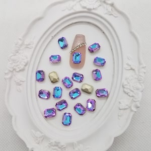 10 pcs K9 glass crystals rectangle faceted pointed back rhinestones for nail decoration, diy crafts