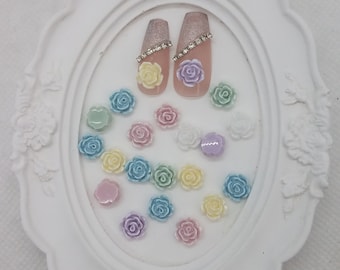 3D flower/ clover nail charms 50 pcs assorted colors for nail art decor, nail decals, diy crafts supplies