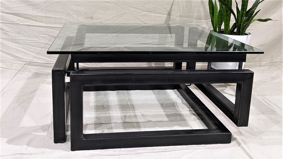 THE CAFE TABLE Black Steel 4pin φ100 Mode Square Counter Height Cafe Table w/ Black X-Base by KFI