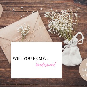 5 x 7&quot; Will You be My Bridesmaid Card, Bridesmaid Proposal, Maid of Honor Card, Will You Be My Maid of Honor, Bridal Party Cards