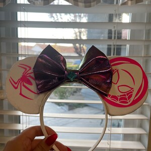 Disney Parks Spider-Gwen Inspired Rhinestone Ears Custom Hand Embellished OOAK Spider Gwen Ears - Etsy main image 4