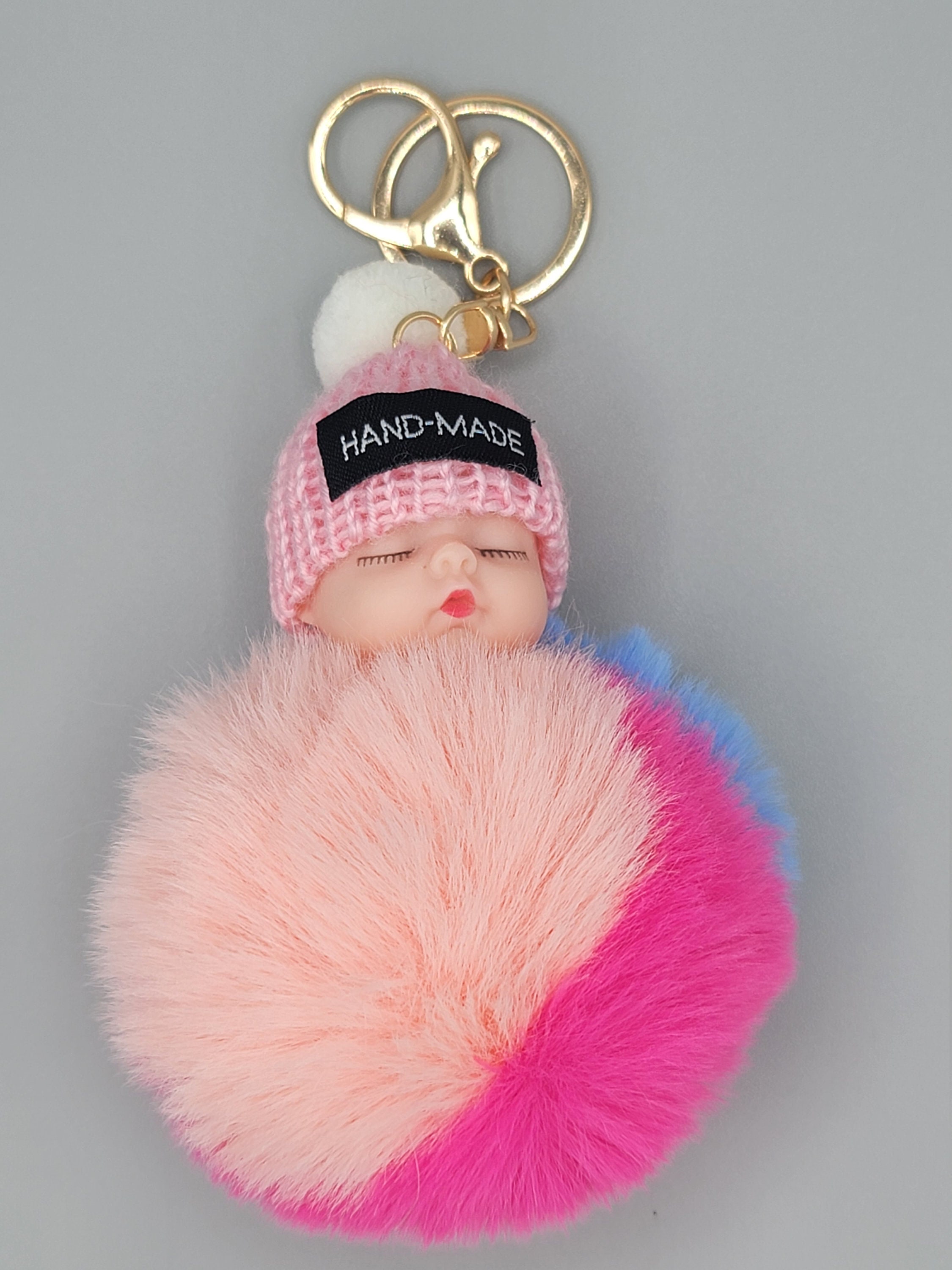 Furry Pompom Ball Key Chain Ring Keyring Women Bag Car Hanging Gifts Charm NEW 