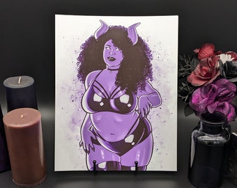 Purple Demon Print- Body Positive Art - Fat Art - 11X14 Art Print