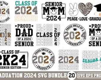 Senior 2024 Graduation Retro SVG Bundle