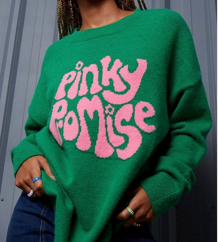pink and green sweater