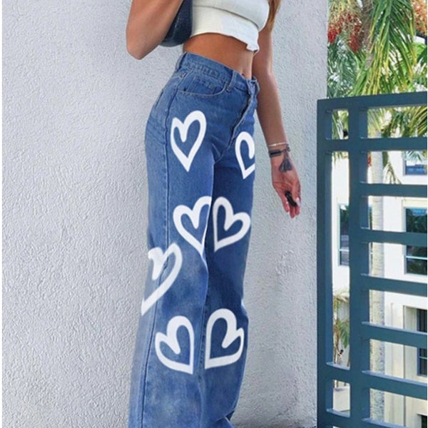 Y2K Smiley Print Baggy Hose Trousers Jogginghose Lange Hose Fashion Hipster Newschool Men / Herren Street Hosen Hip Hop Baggy Jeans Pants