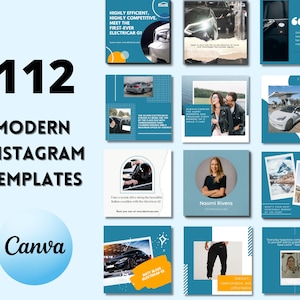 112 Modern Instagram Templates | Social Media Templates | Fully Customisable Canva Templates | Social Media Marketing | Business Templates