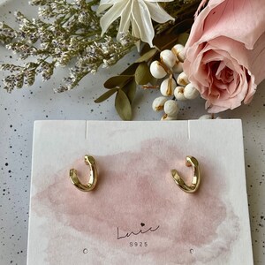 Gold Plated Stud Hoop Earrings: Minimalist Dainty Jewelry