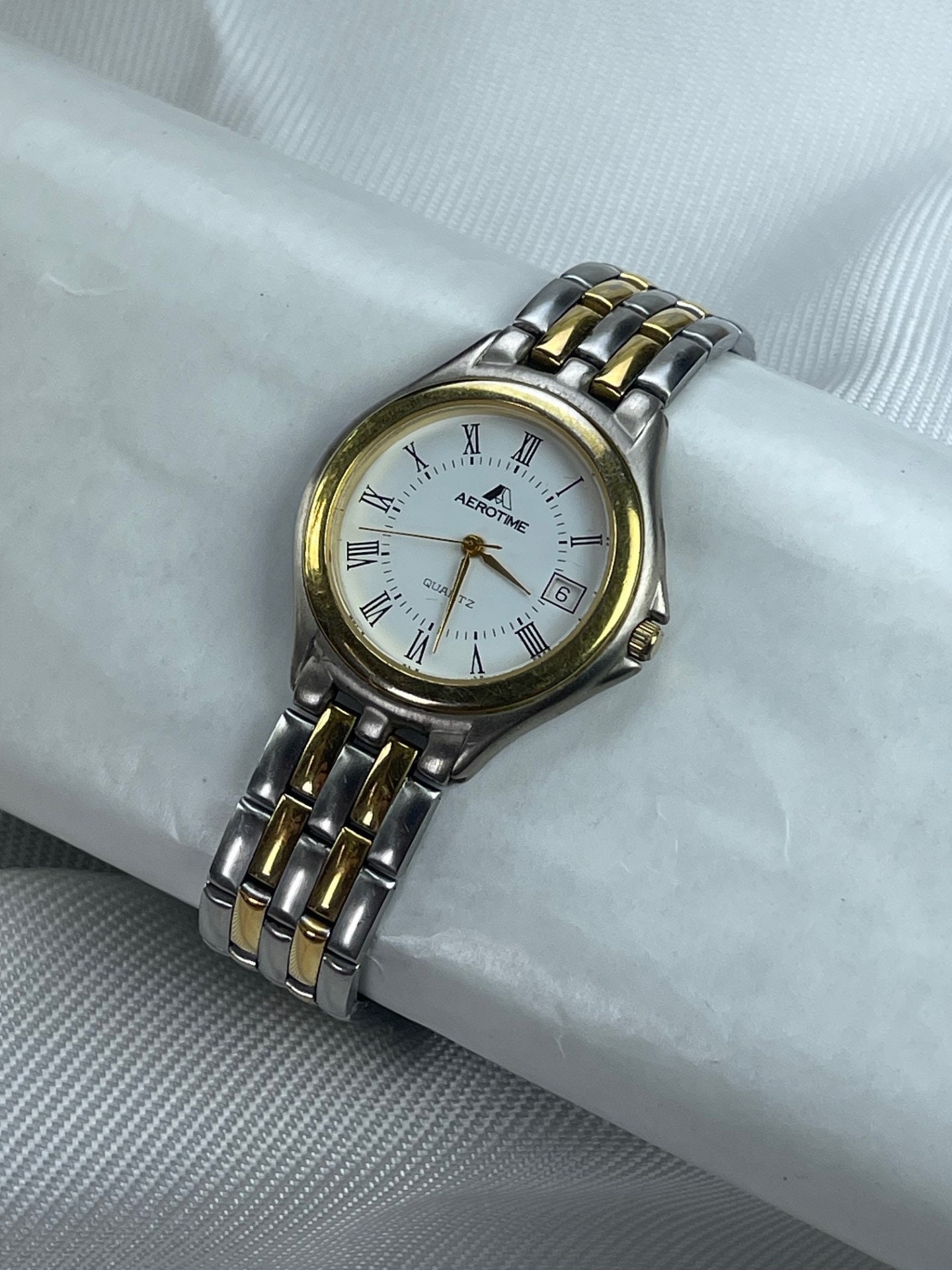 AEROTIME Calendar Date Two Tone Gold Stainless Steel Sapphire