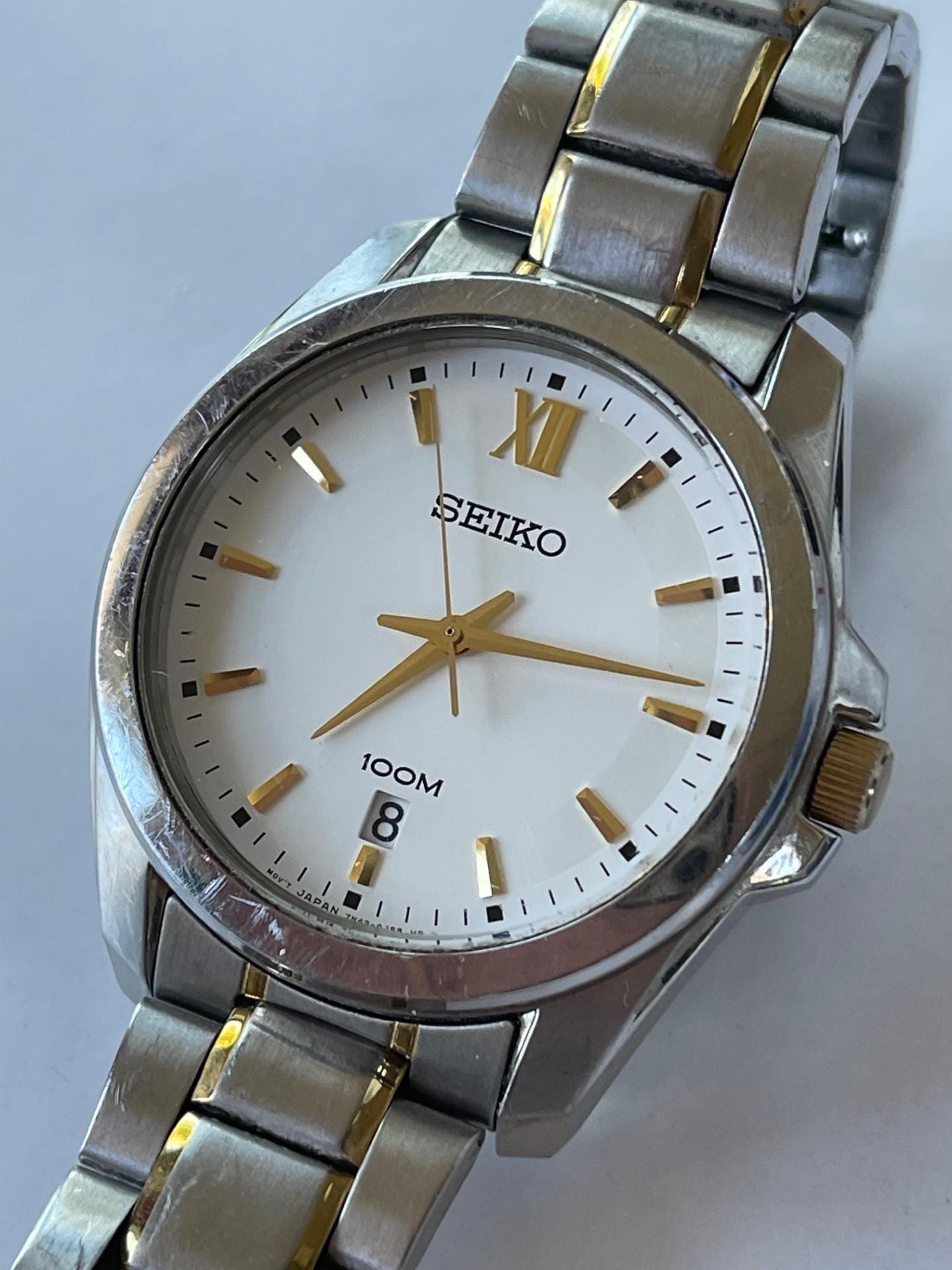 Seiko 100M Calendar Date Two Levels Two Tone Dial Large  display picture 1