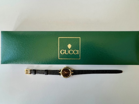 Gucci Ladies18K Gold Plated Original Box Black Di… - image 9