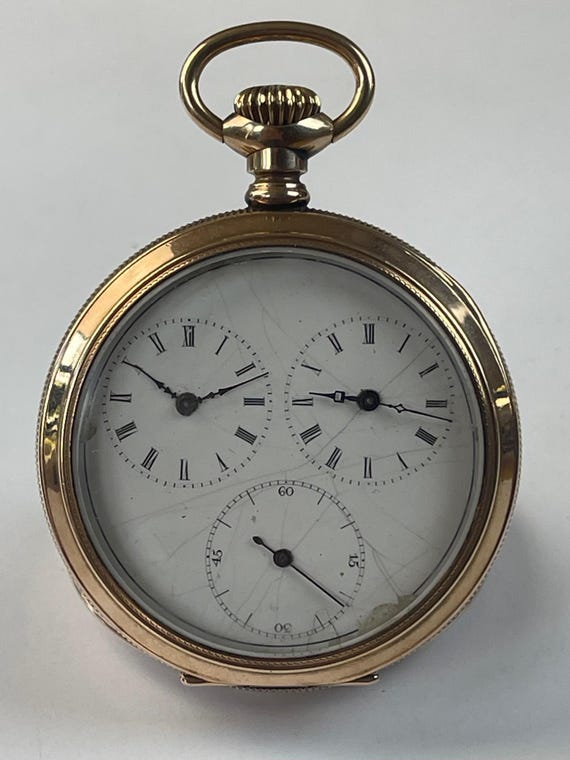 Anonymous Triple Dial Key Wound Double Time Zone … - image 2