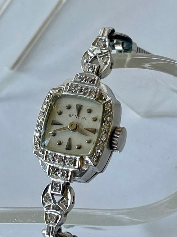Geneva platinum watch with diamonds hotsell