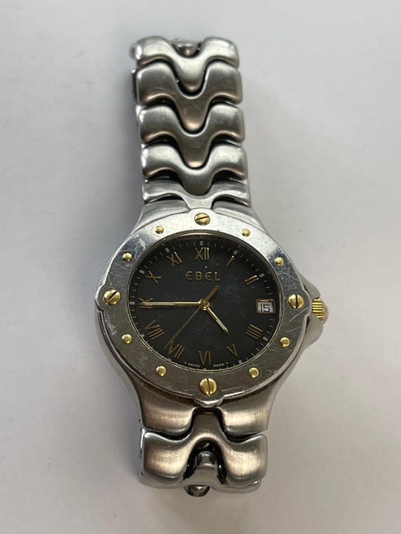 Ebel Sportwave Solid 18K(750) Gold /stainless Steel Black Dial