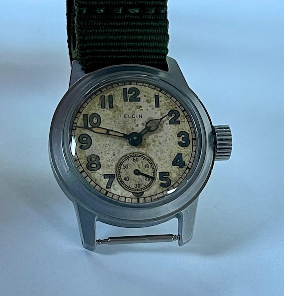 Elgin U.S. Military Star Case 1917-H Tropical Dial S/steel Cal 554
