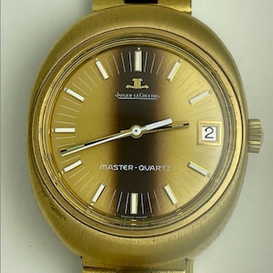 Jaeger-LeCoultre Master-Quartz Quick Set Calendar Date Tiger Eye Dial Gold Capped Vintage Swiss Made 1978