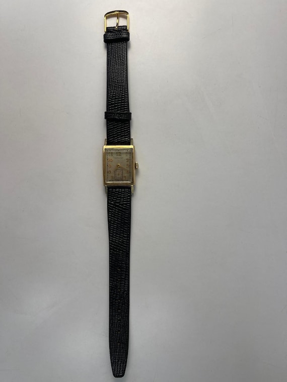 Hamilton Solid 10K Gold Rectangular Art Deco Styl… - image 4