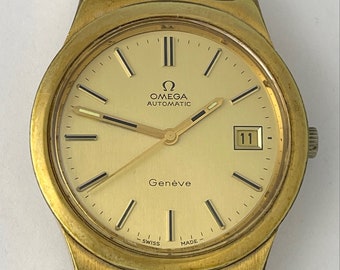 Omega Geneve Automatic Cal.1012 Quick Set Calendar Date Gold Capped Screw Down Back Vintage Swiss Made 1974