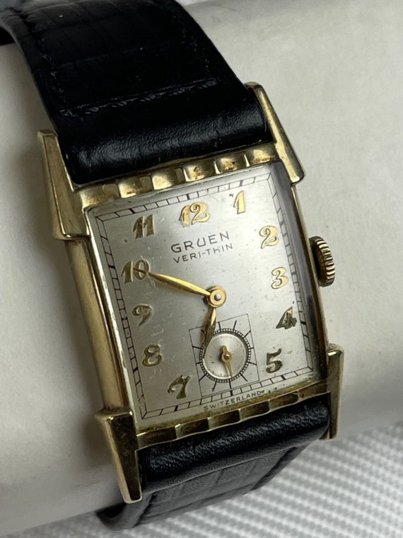 Gruen Veri thin Art Deco Style Gold Capped Rectangular Swiss