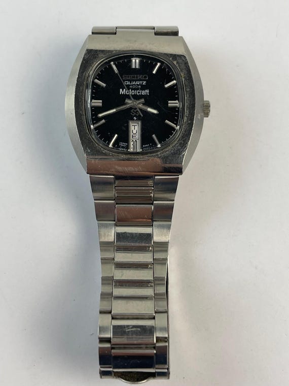 Seiko Motorcraft 4004 Vertical Day Date Black Dial Vintage Made in