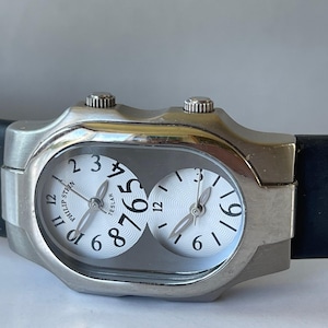Philip Stein Teslar Quantum Technology Dual Time Original Black Band Chip Made in USA 2005