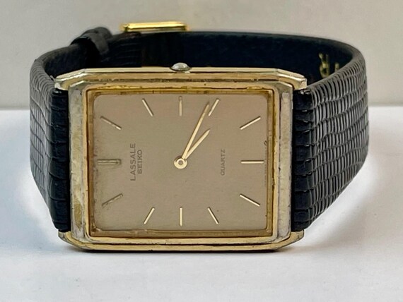 Seiko Lassale Rectangular Gold Tone Ref.9550 5040… - image 2