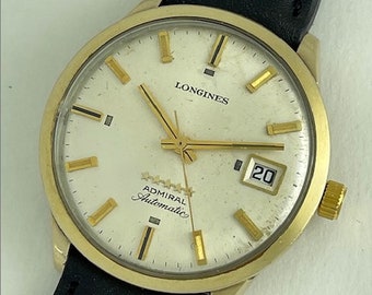 Longines Admiral 5 Stars Automatic Calendar Date Gold Capped Cal.505 Jumbo Vintage Swiss Made 1958