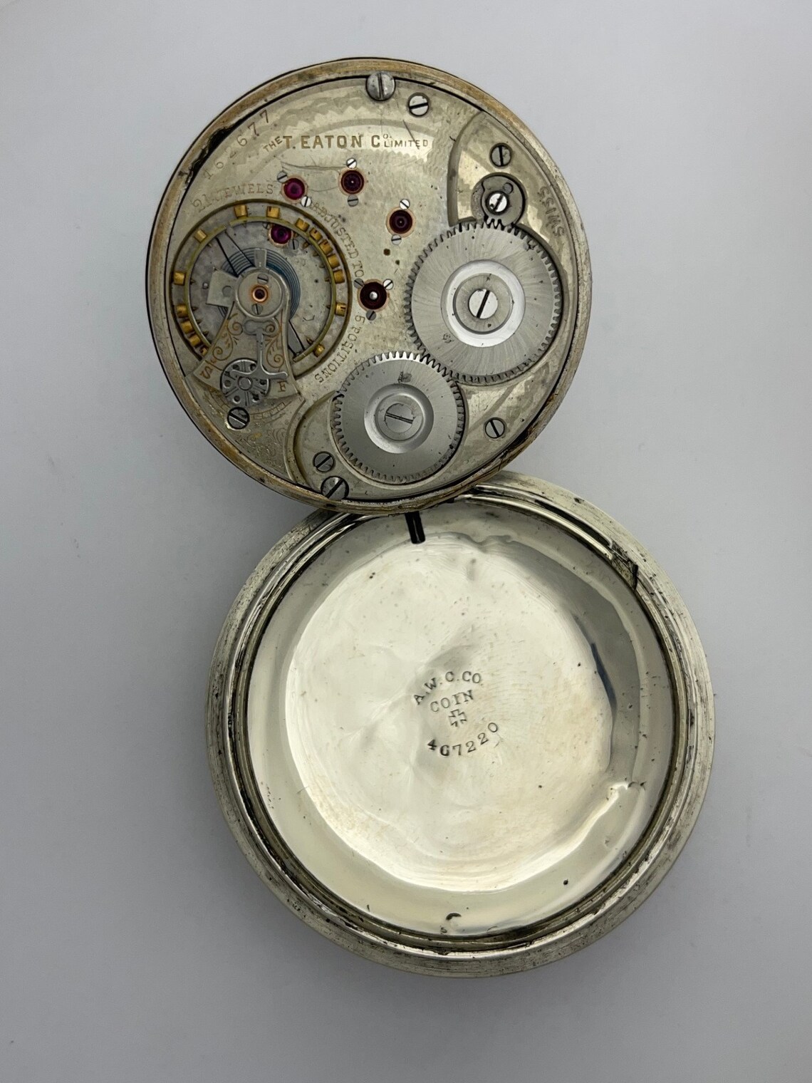 T. Eaton Co Coin Silver Antique Chronometer Adjusted to 5 Positions ...