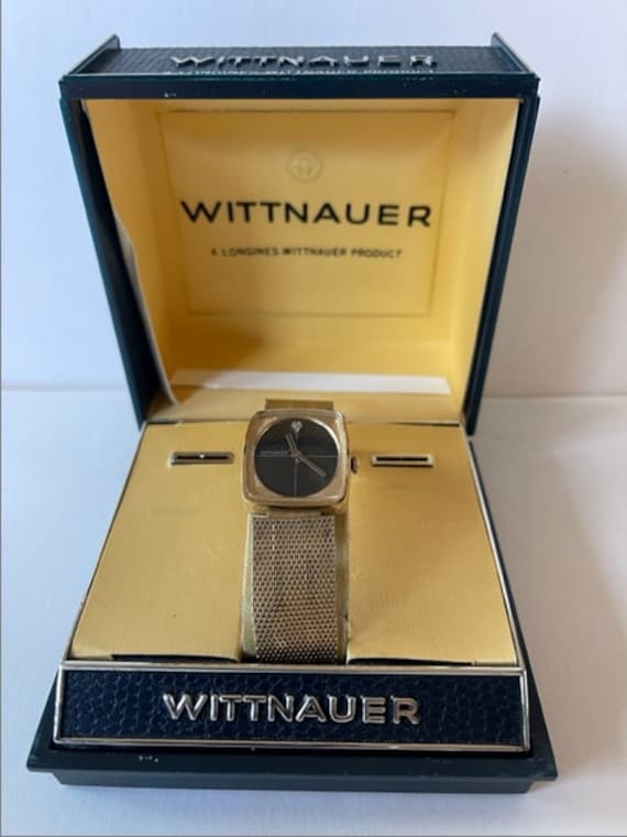 Wittnauer by Longines　時計 Wittnauer Longines Gold Capped Original Bracelet Box Black Dial