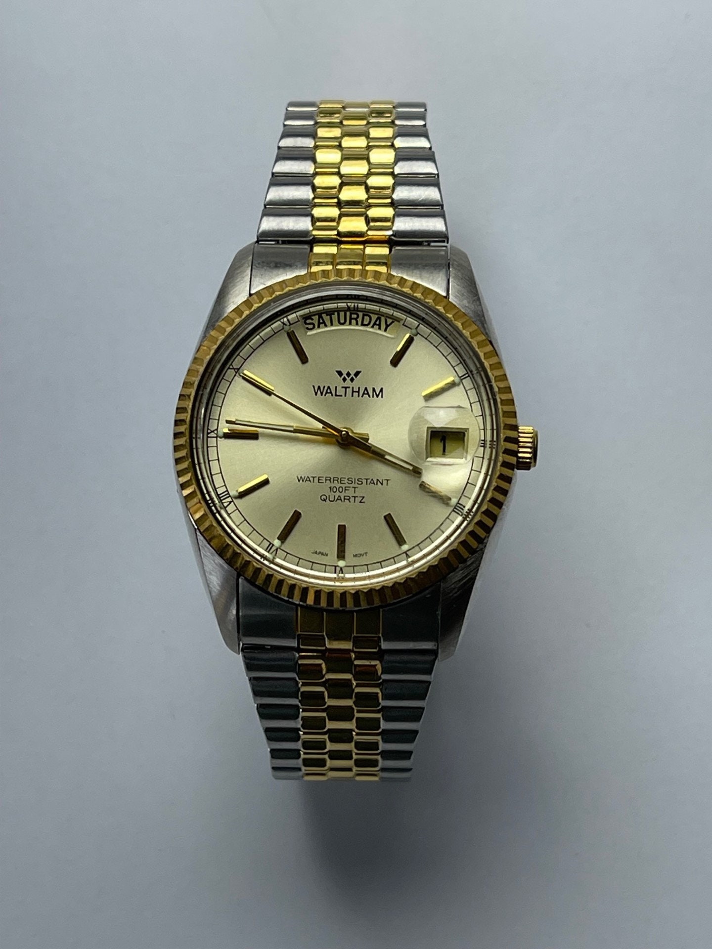 Waltham Calendar Day Date President Magnifier Two Tone Gold