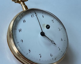 Reloj de bolsillo antiguo con llave de cuerda, con repetición de cuartos y esfera de 18 quilates (750) de C&LL Solid Rose, 1775
