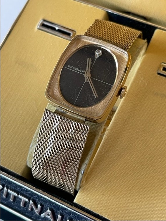 Wittnauer by Longines　時計 Wittnauer Longines Gold Capped Original Bracelet Box Black Dial
