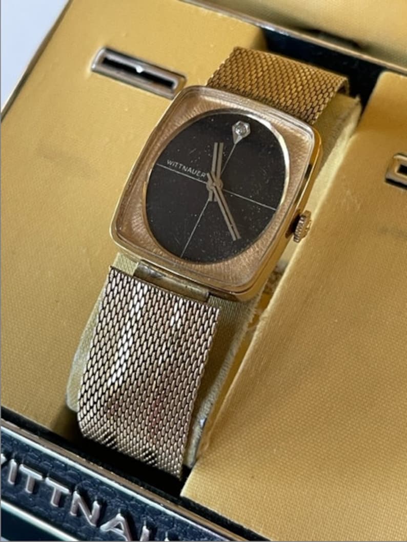 Montre Vintage Femme Wittnaur Ton Or Avec Bracelet Tissé - Occasion élégante