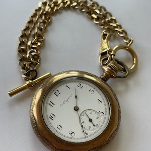 Vintage Gold‎ tone Watch Fob From 1906 Antique Pocket Watch Chain and Fob - Edwardian Era - Gold  main image 3