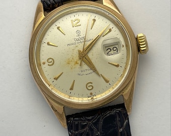 Tudor Oyster Prince Rotor Self-Winding Rolex Date Magnifiers Gold Capped Vintage Swiss Made 1957 Ref.7956