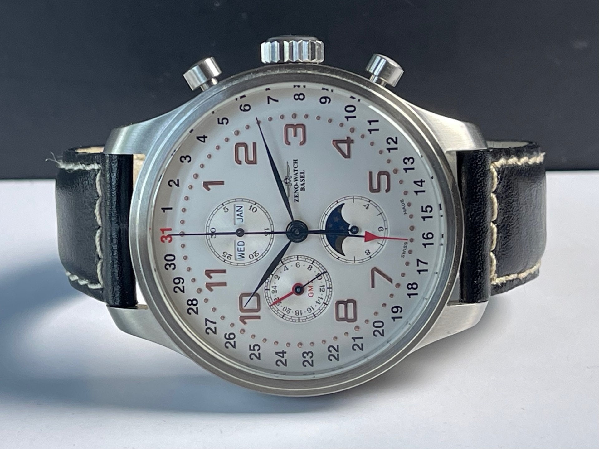 Zeno-watch Basel Pilot Chronograph Triple Calendar Moon