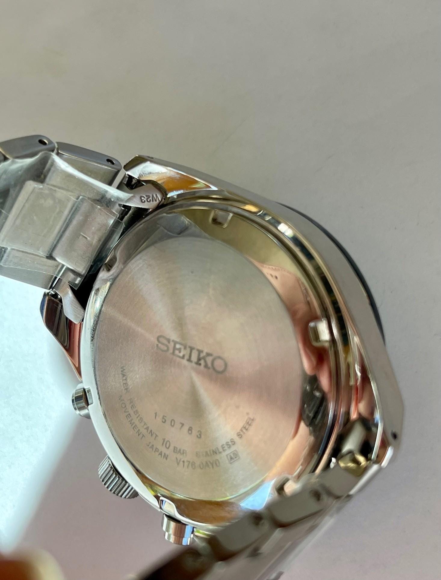 Seiko Solar Chronograph Ref.v176-0ay0 Tachymeter Calendar Date