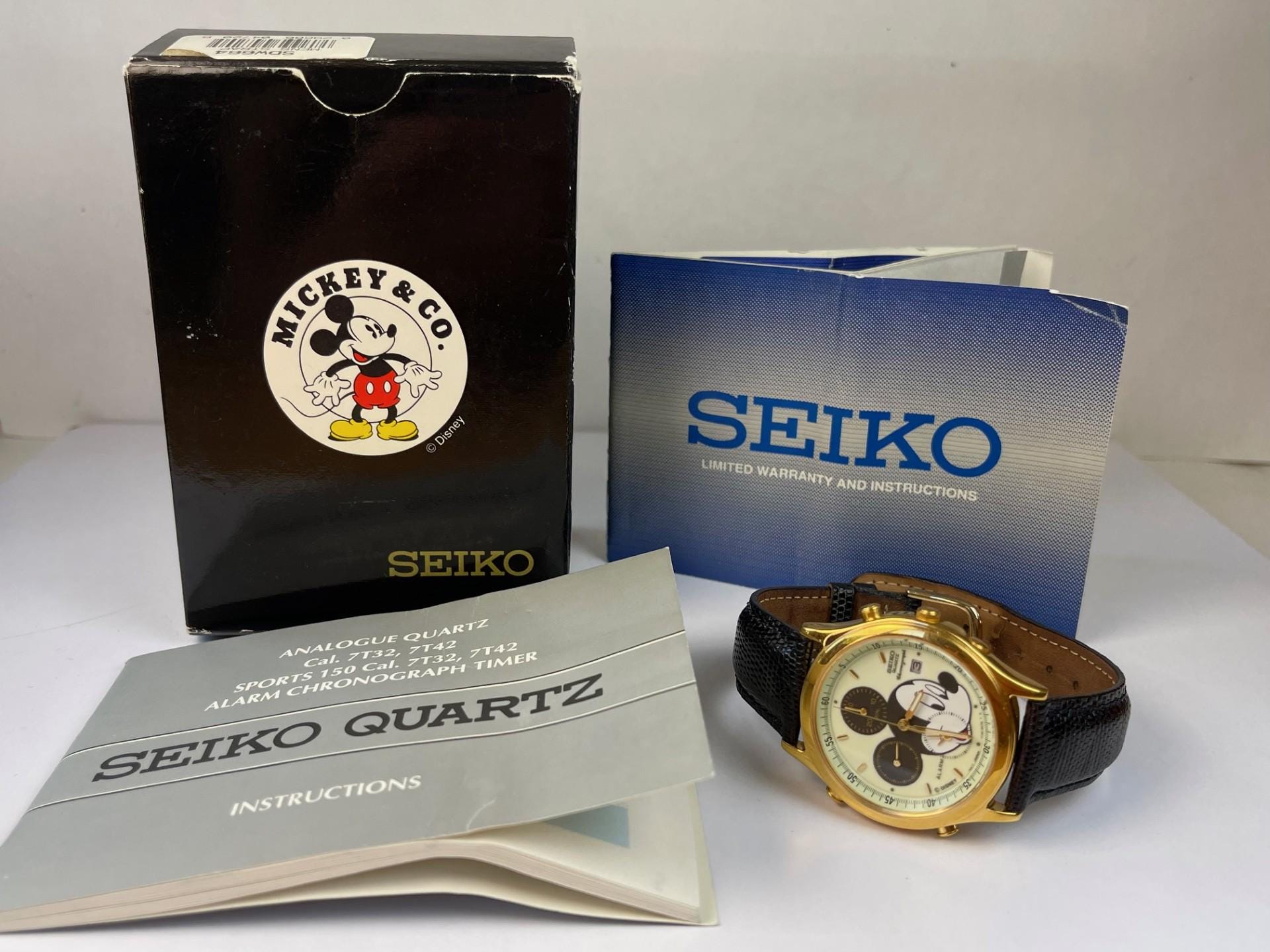 Seiko Mickey Mouse Chronograph Date Alarm GP Screw Down Stainless