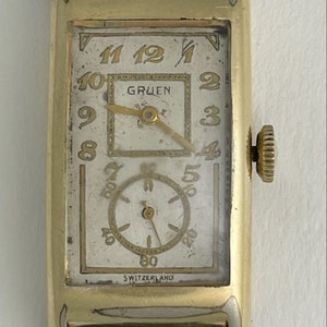 Gruen Doctors Medical Duo-Dial Techno-Quadron Movement Aegler Cal.877S Rolex300 Curvex Gold Capped Swiss Made.1932 image 1