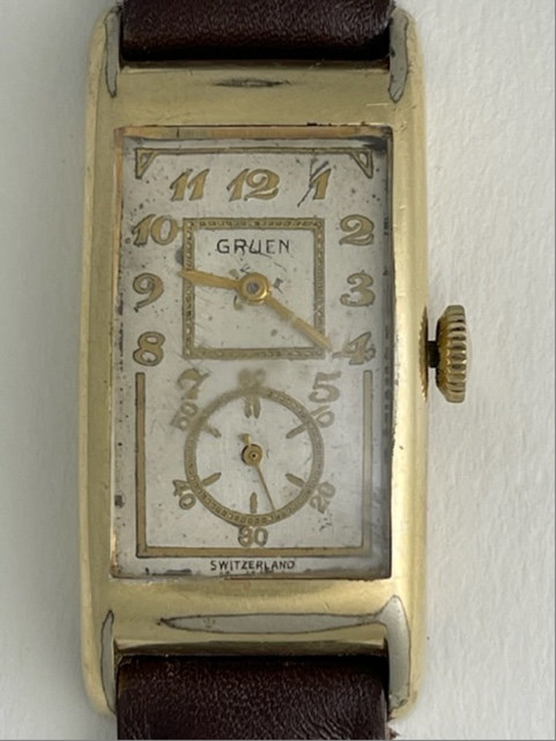 Gruen Doctors Medical Duo-Dial Techno-Quadron Movement Aegler Cal.877S Rolex300 Curvex Gold Capped Swiss Made.1932 image 1