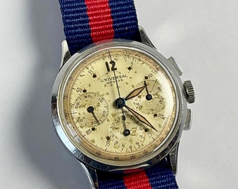Universal Genève Compax Chronograph Three Registers Military Officers WW2 1943 Cal.283 Swiss Made