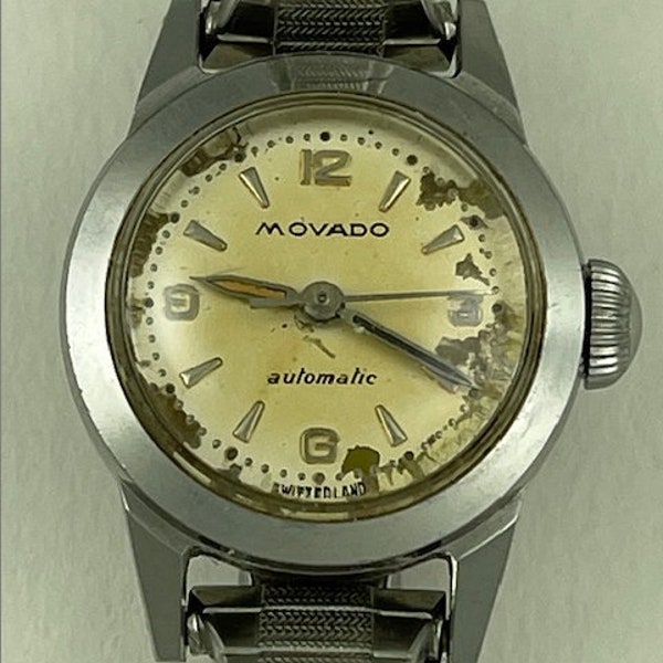 Movado Automatic Ladies Stainless Steel Screw Down Case Back Cal.169 Vintage 1952 Swiss Made