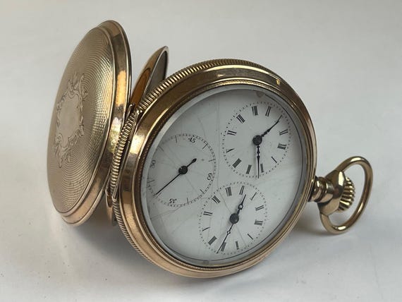 Anonymous Triple Dial Key Wound Double Time Zone … - image 3