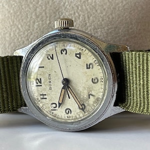 Buren Military Officers Pilot Aviation WWII Stainless Steel Screw Down Back Tropical Dial Swiss Made 1944