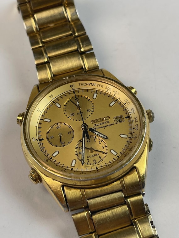 Seiko Chronograph Calendar Date Alarm Gold Capped Vintage Made in